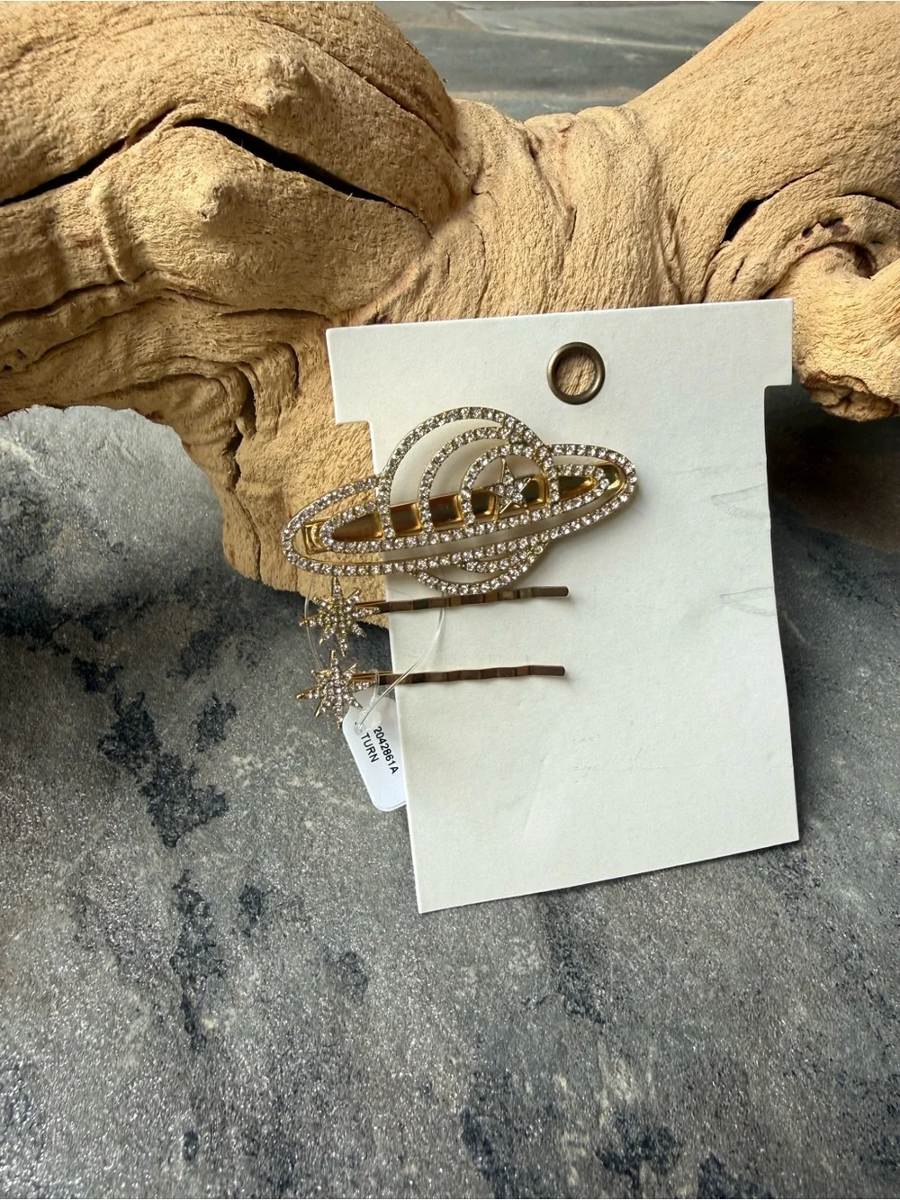 New🌟Urban Outfitters - Saturn Crystal Planet Hair Clip Set - Gold